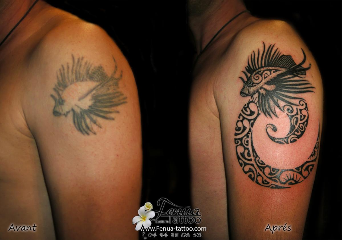 tatouage polynesien recouvrement