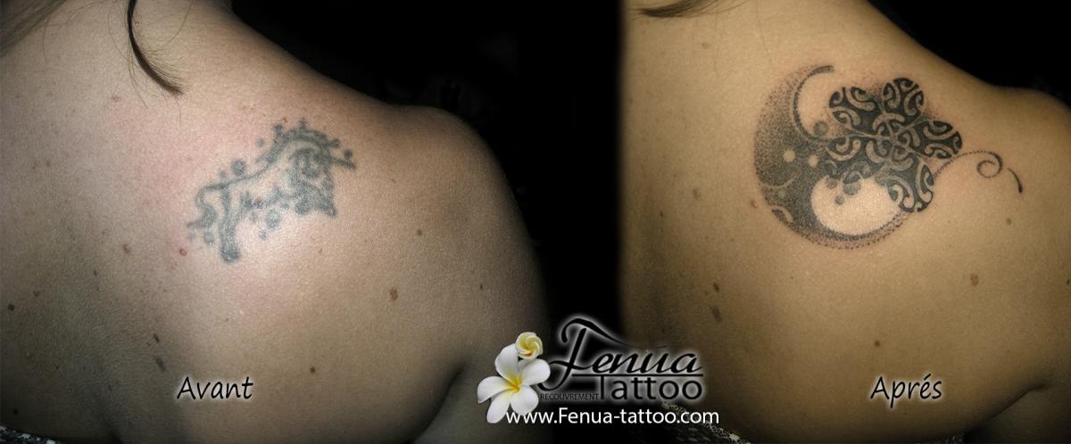photos recouvrement de tatouage dotwork tattoo cover up